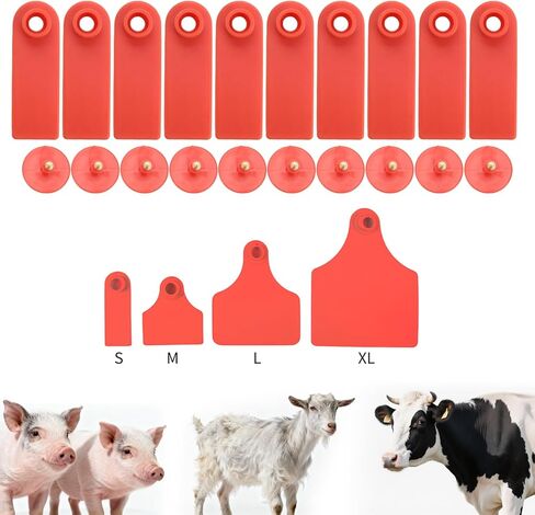 50pcs Farm Animal Ear Tags Numbered 001-050 Livestock Identification for Cattle Cows Hogs Pigs Sheep Goats (50, Small-Red) in Saudi Arabia
