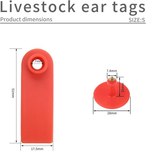 50pcs Farm Animal Ear Tags Numbered 001-050 Livestock Identification for Cattle Cows Hogs Pigs Sheep Goats (50, Small-Red) in Saudi Arabia