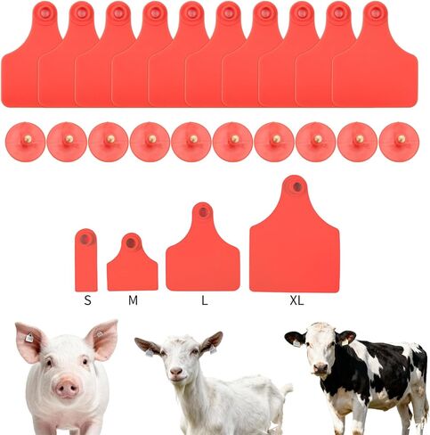 50pcs Farm Animal Ear Tags Numbered 001-050 Livestock Identification for Cattle Cows Hogs Pigs Sheep Goats (50, Small-Red) in Saudi Arabia