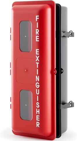 DoubleFill 1 Pcs 10 lb Fire Extinguisher Cabinet Box with Internal Rope Fastening and External Latch Sturdy Plastic Holder Case Vandal-Resistant Weatherproof Protect Indoor Outdoor (26 x 12 x 9 in) in Kuwait