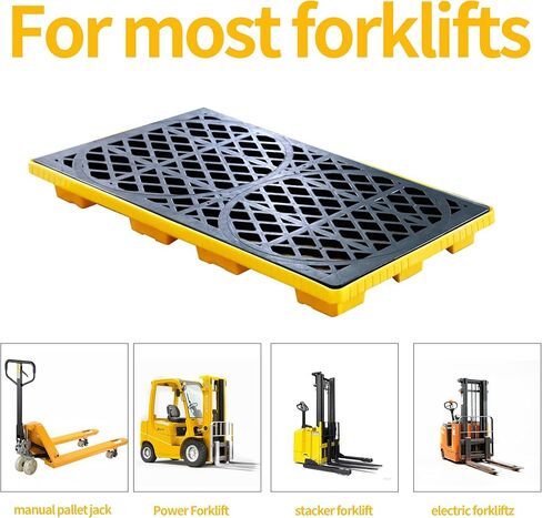 Modular 2 Drum Spill Pallet, 48x24x4 Inch, 2000 lbs Capacity, Heavy-Duty Forkliftable Containment Tray for Industrial Oil & Chemical in Saudi Arabia