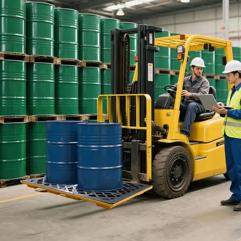 Modular 2 Drum Spill Pallet, 48x24x4 Inch, 2000 lbs Capacity, Heavy-Duty Forkliftable Containment Tray for Industrial Oil & Chemical in Saudi Arabia
