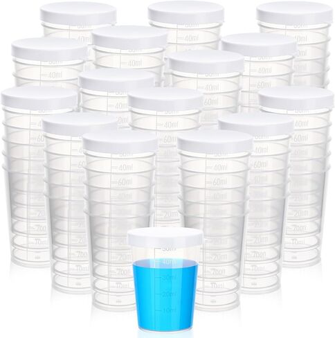 Yiyiring 200 Pcs Plastic Medicine Cups with Lid 30ml Clear Medical Measuring Scale Cups Measure Graduated Container for Medical Purposes or Mixing and Measuring Resin Epoxy DIY Arts in Saudi Arabia