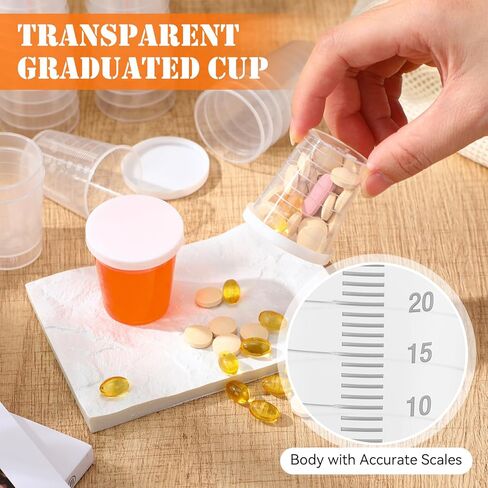 Yiyiring 200 Pcs Plastic Medicine Cups with Lid 30ml Clear Medical Measuring Scale Cups Measure Graduated Container for Medical Purposes or Mixing and Measuring Resin Epoxy DIY Arts in Saudi Arabia