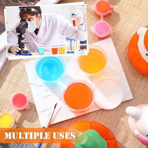 Yiyiring 200 Pcs Plastic Medicine Cups with Lid 30ml Clear Medical Measuring Scale Cups Measure Graduated Container for Medical Purposes or Mixing and Measuring Resin Epoxy DIY Arts in Saudi Arabia