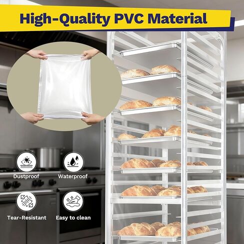 BIEAMA 10-Tier Half Sheet Pan Rack with Cover, Bun Pan Rack Cover, Aluminum Bakery Racks, Home Commercial Kitchen Bakery Cooling Rack, Speed Rack with 4 Wheels in Saudi Arabia