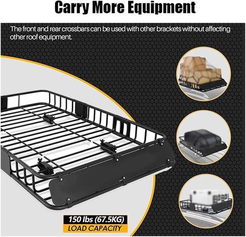 العالمي 150 رطل دائم الصلب توسيع شاحنة SUV سقف السيارة على السطح الأمتعة سلة البضائع عربة الرف in Kuwait
