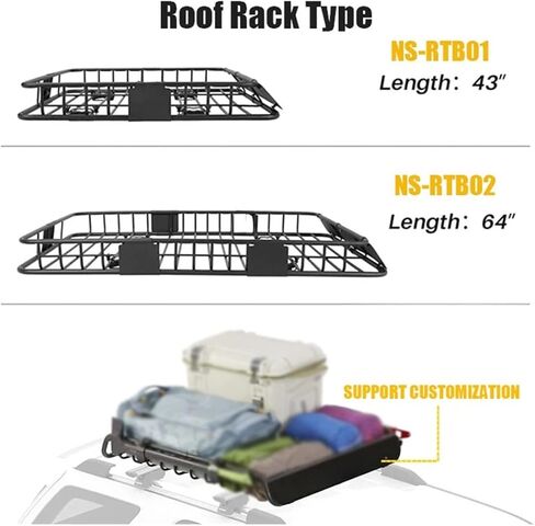 العالمي 150 رطل دائم الصلب توسيع شاحنة SUV سقف السيارة على السطح الأمتعة سلة البضائع عربة الرف in Kuwait