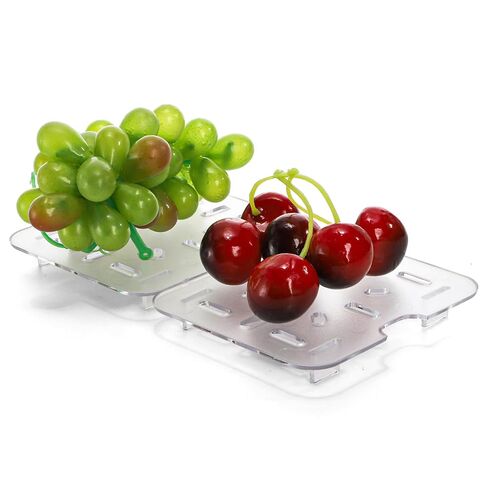 TOPZEA 24 Pack Plastic Drain Shelf for 1/6 Size Food Pan, Clear Plastic Food Grate, Drain Grid Trays Draining Rack with Feet for Food, Fruit, Vegetable Drainage, Salad Prep Station, Kitchen in Saudi Arabia