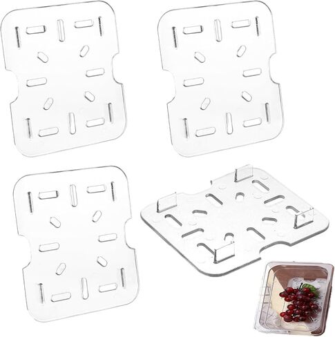 ArrErr 4 عبوات من رف تصريف الطعام من البلاستيك الشفاف، صينية تصريف سفلية من البلاستيك الشفاف مقاس 1/6، مقالي طعام من البولي كربونات الشفافة مع أغطية، مقالي من البولي كربونات التجارية قابلة للتكديس العميق، مطبخ ومطعم لإعداد الطعام in Kuwait