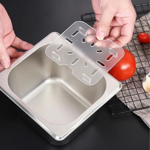 ArrErr 4 عبوات من رف تصريف الطعام من البلاستيك الشفاف، صينية تصريف سفلية من البلاستيك الشفاف مقاس 1/6، مقالي طعام من البولي كربونات الشفافة مع أغطية، مقالي من البولي كربونات التجارية قابلة للتكديس العميق، مطبخ ومطعم لإعداد الطعام in Kuwait