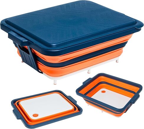 Collapsible BBQ Prep Tub with Lid and Cutting Board – XL Meat Marinating Container – Barbecue Accessory for Brisket, Grilling, Smoking, Tailgate & Camping – Brine & Meal Prep System for Outdoor Grill in Saudi Arabia