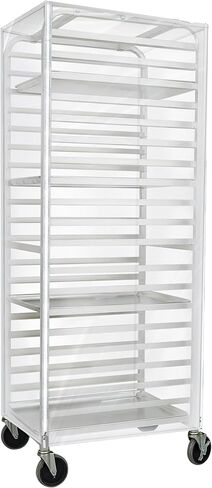 BIEAMA 10-Tier Half Sheet Pan Rack with Cover, Bun Pan Rack Cover, Aluminum Bakery Racks, Home Commercial Kitchen Bakery Cooling Rack, Speed Rack with 4 Wheels in Saudi Arabia