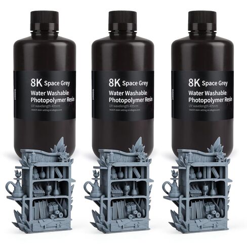 ELEGOO 8K Water Washable 3D Printer Resin, 405nm UV Curing Photopolymer Resina Best for 12K/14K/16K Saturn Mars Jupiter MSLA DLP LCD Impresora 1000Gram Space Grey in Saudi Arabia