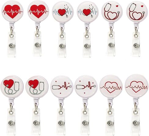 6 Pcs Nurse Badge Reel,Cute Heart Nursing Badge Holder, Medical Badge Clip,Funny Retractable Badge Reels, Nurse Accessories, Gift for Nurses Doctors Nursing Students in Saudi Arabia