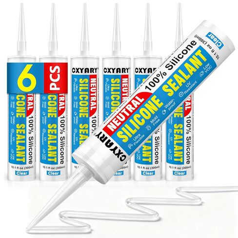 Silicone Caulk & Sealant Clear, 10 Pack - 100% Waterproof Silicone Sealant, Silicone Caulking for Kitchen and Bathroom, Toilet, Sink, Window ＆ Door Use, Shrink & Crack Proof (10.1 FL.OZ/300ml) in Kuwait