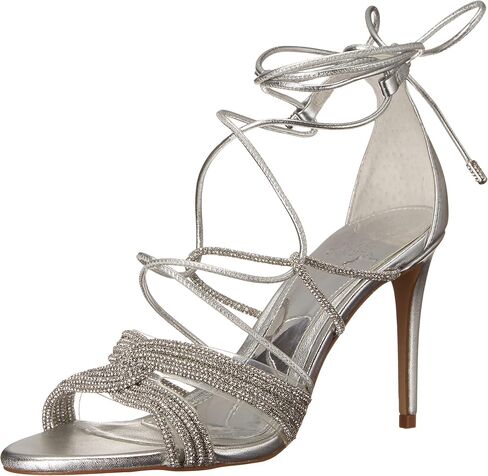 حذاء Vince Camuto للسيدات من Aimery ملفوف حول الكاحل فستان بكعب صندل، شفاف/فضي، 9 in Saudi Arabia