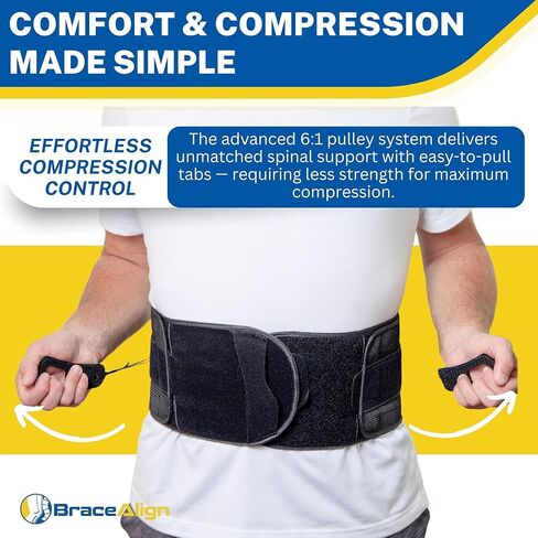 Brace Align Core Pro LSO Back Brace - Medical Grade Lumbar Support for Spinal Stenosis, Bulging & Herniated Discs, DDD, Post Op Recovery, and Low Back Pain - L0650 L0637 (OSFM - Up to 55 in. Waist) in Saudi Arabia