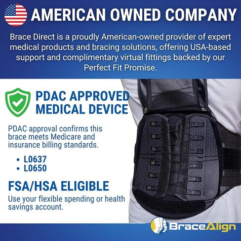 Brace Align Core Pro LSO Back Brace - Medical Grade Lumbar Support for Spinal Stenosis, Bulging & Herniated Discs, DDD, Post Op Recovery, and Low Back Pain - L0650 L0637 (OSFM - Up to 55 in. Waist) in Saudi Arabia