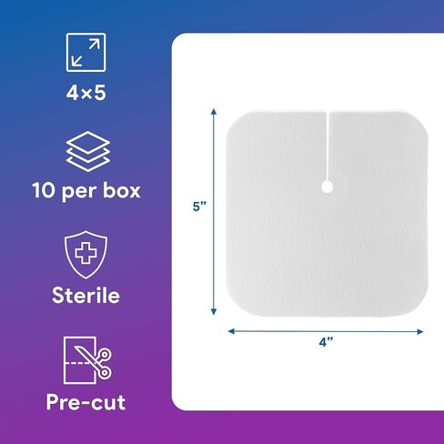 إسفنجات تصريف رغوية 4x5-10 وسادات معقمة غير ذات حدود - إسفنجات مقسمة غير لاصقة وعالية الامتصاص للتصريف - جيدة للأنابيب الوريدية، وأنابيب G، ومستلزمات ثقب القصبة الهوائية in Kuwait