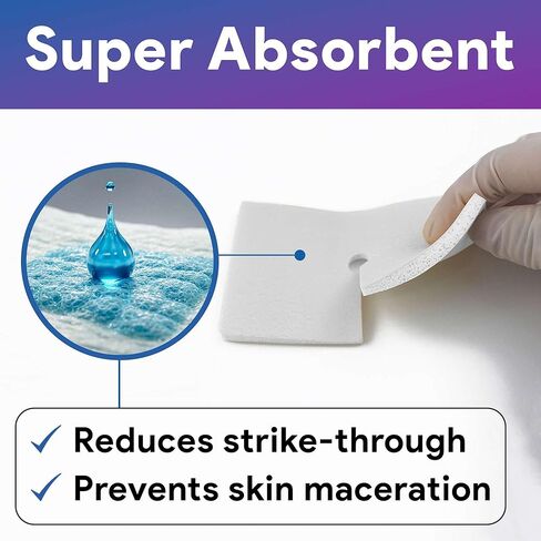 إسفنجات تصريف رغوية 4x5-10 وسادات معقمة غير ذات حدود - إسفنجات مقسمة غير لاصقة وعالية الامتصاص للتصريف - جيدة للأنابيب الوريدية، وأنابيب G، ومستلزمات ثقب القصبة الهوائية in Kuwait