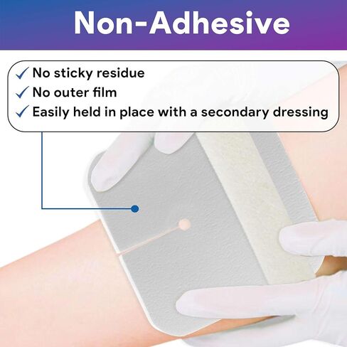 إسفنجات تصريف رغوية 4x5-10 وسادات معقمة غير ذات حدود - إسفنجات مقسمة غير لاصقة وعالية الامتصاص للتصريف - جيدة للأنابيب الوريدية، وأنابيب G، ومستلزمات ثقب القصبة الهوائية in Kuwait