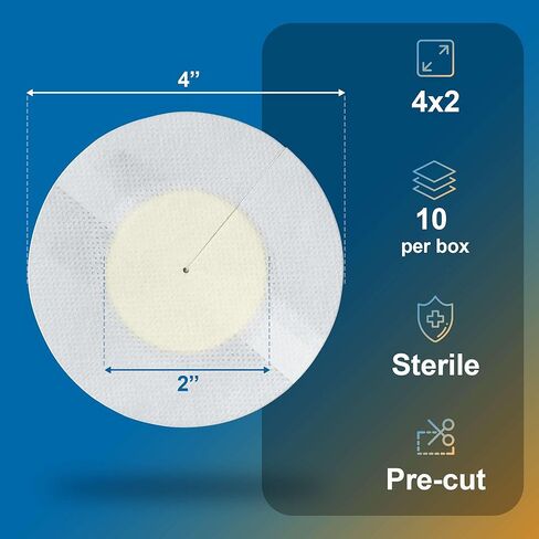 إسفنجات تصريف إسفنجية دائرية 4x2-10 وسادات معقمة غير محاطة بالكعب والمفاصل - إسفنجة مقسمة غير لاصقة وعالية الامتصاص للصرف - جيدة للأنابيب الوريدية وأنابيب G ومستلزمات ثقب القصبة الهوائية in Kuwait