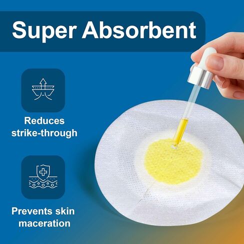 إسفنجات تصريف إسفنجية دائرية 4x2-10 وسادات معقمة غير محاطة بالكعب والمفاصل - إسفنجة مقسمة غير لاصقة وعالية الامتصاص للصرف - جيدة للأنابيب الوريدية وأنابيب G ومستلزمات ثقب القصبة الهوائية in Kuwait