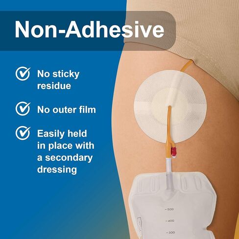 إسفنجات تصريف إسفنجية دائرية 4x2-10 وسادات معقمة غير محاطة بالكعب والمفاصل - إسفنجة مقسمة غير لاصقة وعالية الامتصاص للصرف - جيدة للأنابيب الوريدية وأنابيب G ومستلزمات ثقب القصبة الهوائية in Kuwait