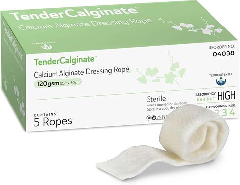 Calcium Alginate Rope - 5 Pack of .75 inches x 12 inches (2cm x 30cm) Calginate Dressings - Sterile and Highly Absorbent - Calcium Alginate Wound Dressings for Packing and More in Kuwait