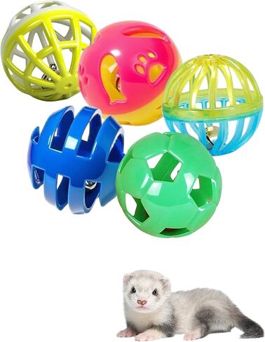 Ferret Toys 10-Pack Bell Balls, Sturdy & Attractive, Interactive Crinkle Sounds, Easy Clean, Safe PP, Teeth Health, Indoor/Outdoor, Colorful Design to Stimulate Senses & Reduce Boredom in Kuwait