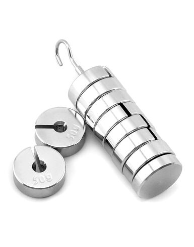 QWORK 4 مجموعة من الأوزان المشقوقة، 9 قطع مجموعة كتلة مشقوقة مع شماعات - 9 أوزان (50 جرام) - 500 جرام in Kuwait