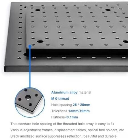 1pcs High Precision Optical Flat Porous， Honeycomb Workbench Optical Breadboard Perforated Aluminum Plate(300mmx400mmx13mm) 300x400x13 in Saudi Arabia