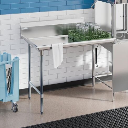 Glownary 4' Left Side 18-Gauge Stainless Steel Clean Dishtable, 48x30x44.75 Inches, Type 304, Galvanized Steel Legs in Saudi Arabia