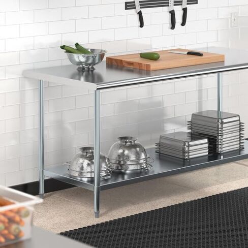 Glownary Adjustable Galvanized Steel Undershelf for 30" x 72" Work Tables, 18 Gauge, 67 1/4" x 24" x 2", 396 lb Capacity in Saudi Arabia