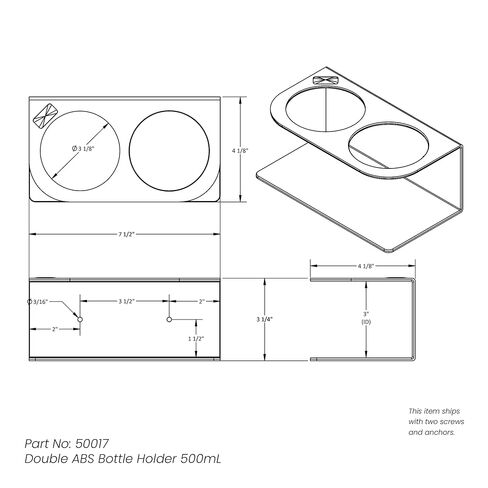TrippNT 50017 White Acrylonitrile Butadiene Styrene Double Bottle Holder, Stores 2 Bottles of 500mL, 4.25" Diameter x 7.5" Width x 3.25" Height in Saudi Arabia