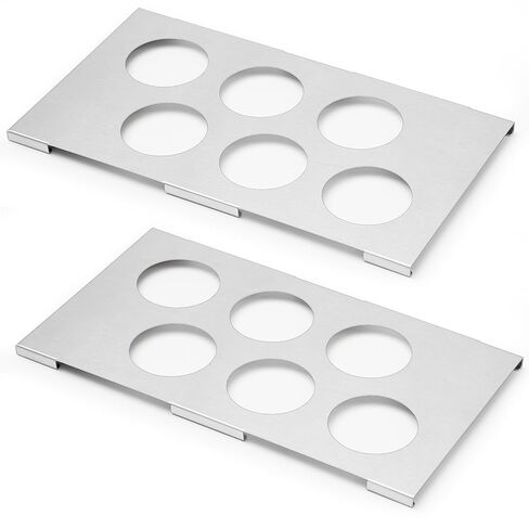 LemonRoad 2 Pack 6 Hole Stainless Steel Squeeze Bottle Template Fits 1/3 Size Food Pan Holds Six 63mm Diameter Bottles for Restaurant Kitchen Sauces Dressings or Condiments Convenient Storage in Kuwait