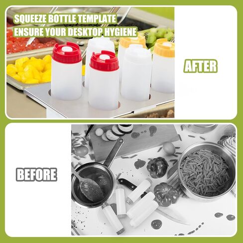 LemonRoad 2 Pack 6 Hole Stainless Steel Squeeze Bottle Template Fits 1/3 Size Food Pan Holds Six 63mm Diameter Bottles for Restaurant Kitchen Sauces Dressings or Condiments Convenient Storage in Kuwait