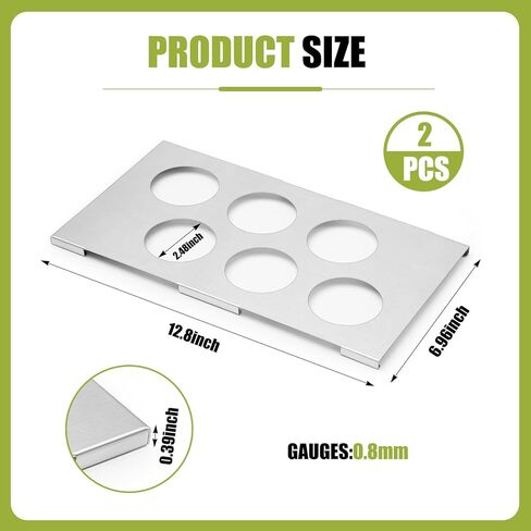 LemonRoad 2 Pack 6 Hole Stainless Steel Squeeze Bottle Template Fits 1/3 Size Food Pan Holds Six 63mm Diameter Bottles for Restaurant Kitchen Sauces Dressings or Condiments Convenient Storage in Kuwait