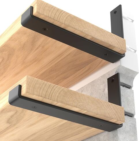 LEOPO 12 inch Shelf Brackets 6-Pack ,1/5 inch Thick Heavy Duty Industrial Bracket for DIY Floating Shelf Support, Black Coated Wall Shelf Support 11.25" x 6" x 1.5" in Saudi Arabia