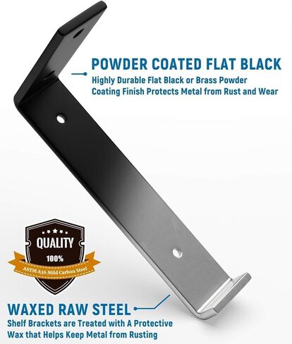 LEOPO 12 inch Shelf Brackets 6-Pack ,1/5 inch Thick Heavy Duty Industrial Bracket for DIY Floating Shelf Support, Black Coated Wall Shelf Support 11.25" x 6" x 1.5" in Saudi Arabia