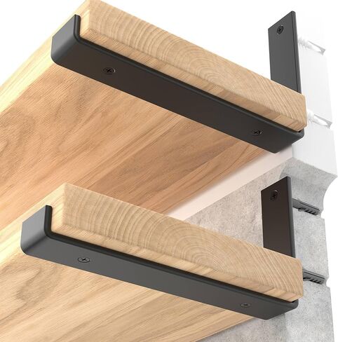 LEOPO 12 inch Shelf Brackets 6-Pack ,1/5 inch Thick Heavy Duty Industrial Bracket for DIY Floating Shelf Support, Black Coated Wall Shelf Support 11.25" x 6" x 1.5" in Saudi Arabia