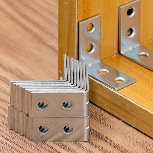 10Pcs 4 Hole 90 Degree Bracket Corner Braces, Small Metal L Brackets, Steel Joist Right Angle Brackets for Shelves Chair Drawer Cabine (3x3x1.5cm) in Saudi Arabia