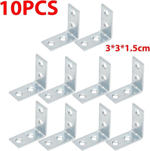 10Pcs 4 Hole 90 Degree Bracket Corner Braces, Small Metal L Brackets, Steel Joist Right Angle Brackets for Shelves Chair Drawer Cabine (3x3x1.5cm) in Saudi Arabia