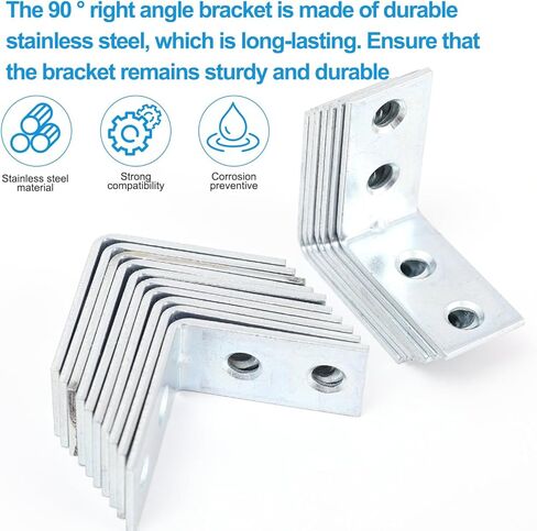 10Pcs 4 Hole 90 Degree Bracket Corner Braces, Small Metal L Brackets, Steel Joist Right Angle Brackets for Shelves Chair Drawer Cabine (3x3x1.5cm) in Saudi Arabia