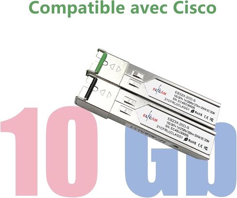 Elfcam® - زوج واحد من وحدة إرسال واستقبال الألياف 10G SFP+ BiDi SC، مع منفذ ألياف SC 10GbE Simplex أحادي الوضع 9/125um OS2، متوافق مع Cisco وOpen Switch، DDM 20km in Kuwait