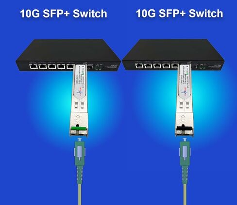 Elfcam® - زوج واحد من وحدة إرسال واستقبال الألياف 10G SFP+ BiDi SC، مع منفذ ألياف SC 10GbE Simplex أحادي الوضع 9/125um OS2، متوافق مع Cisco وOpen Switch، DDM 20km in Kuwait