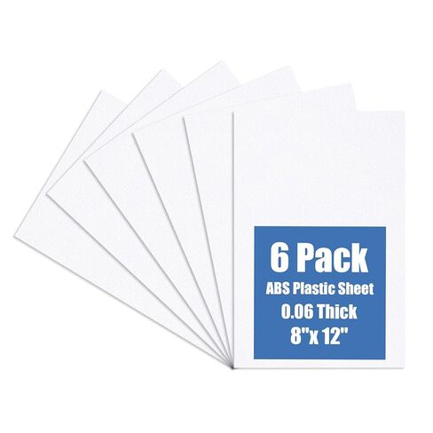 Kinlink White ABS Plastic Sheet 8" x 12"x 0.04" Flexible Moldable Impact Strength and High Tensile 1/25" Thick (1mm) Abs Sheet, Moldable Plastic DIY Materials for Home Decor and Handicrafts, 6 Pack in Kuwait