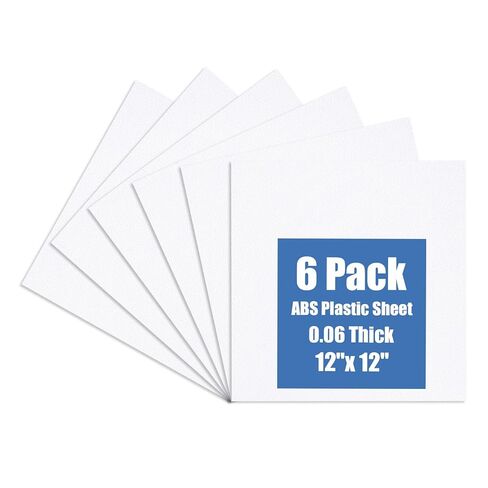 Kinlink White ABS Plastic Sheet 8" x 12"x 0.04" Flexible Moldable Impact Strength and High Tensile 1/25" Thick (1mm) Abs Sheet, Moldable Plastic DIY Materials for Home Decor and Handicrafts, 6 Pack in Kuwait
