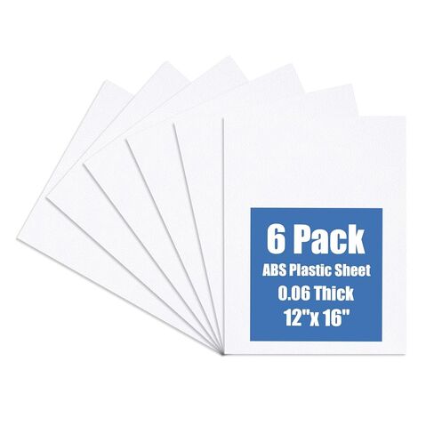Kinlink White ABS Plastic Sheet 8" x 12"x 0.04" Flexible Moldable Impact Strength and High Tensile 1/25" Thick (1mm) Abs Sheet, Moldable Plastic DIY Materials for Home Decor and Handicrafts, 6 Pack in Kuwait